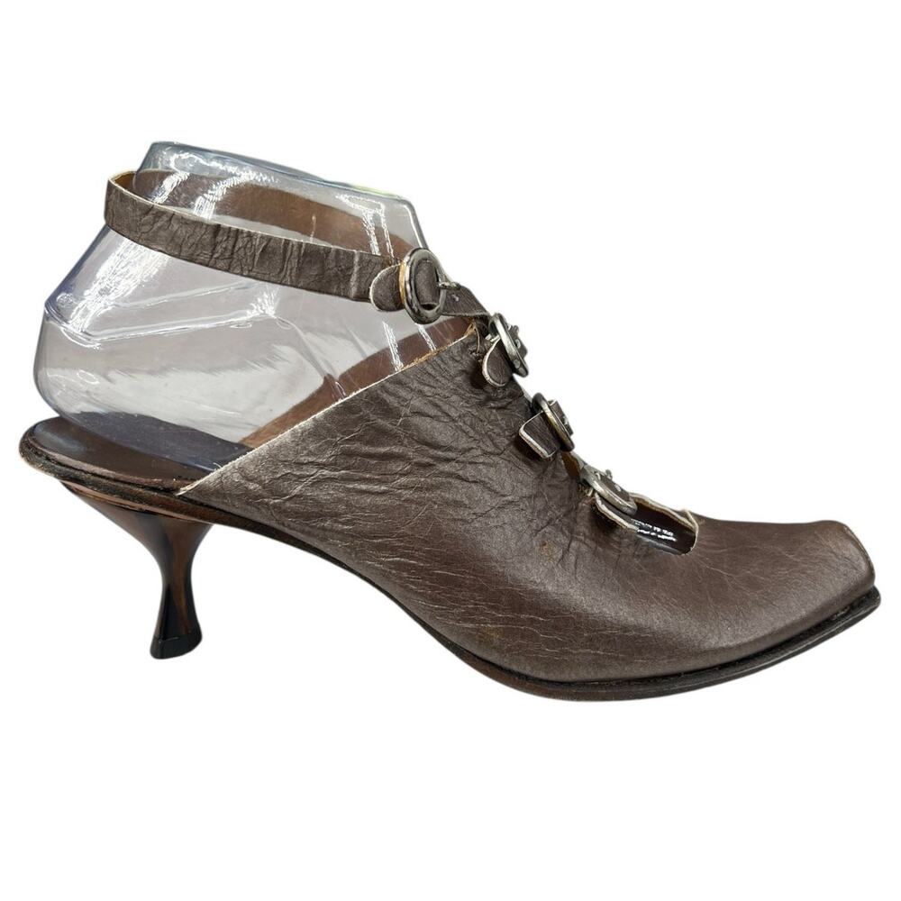Cydwoq Steamer Brown Leather Hand Made Closed Toe Sandals Size 36.5 US 6.5